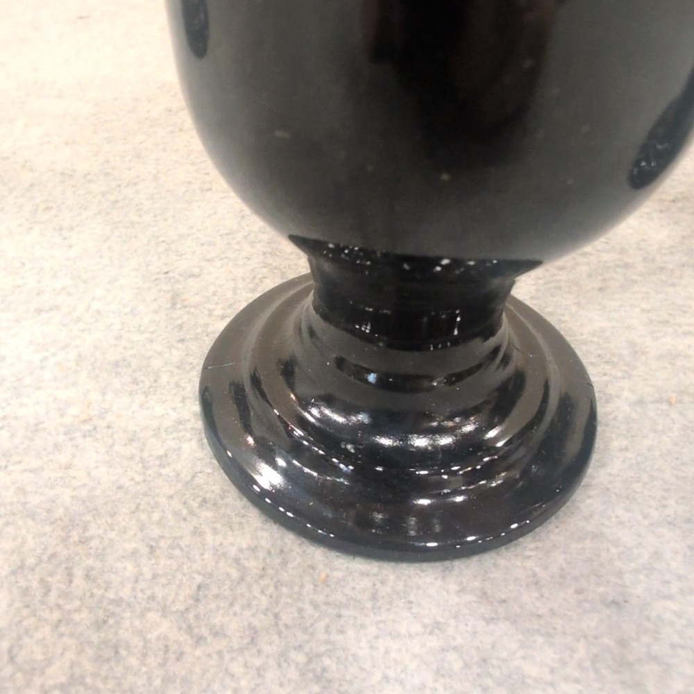 Vintage Black Milk Glass Footed Irish Coffee Mugs Pedestal Set of 4 - Picture 4 of 8